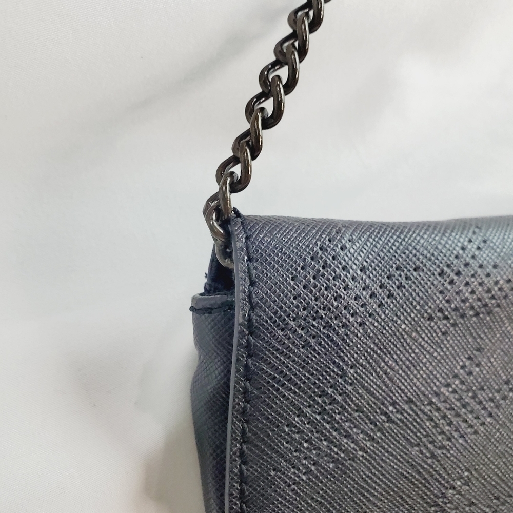 JCrew Perforated Vegan Leather Black clutch with Chain Shoulder Strap Bag Purse - Picture 6 of 13
